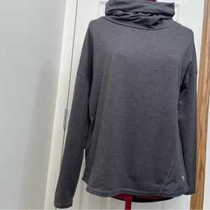 Apana women grey knit pullover over long sleeve cowl neck top. Size S. Used.